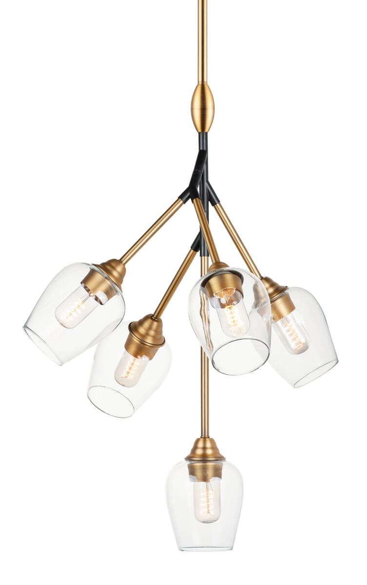 Maxim Savvy 5-Light Pendant in Antique Brass and Black