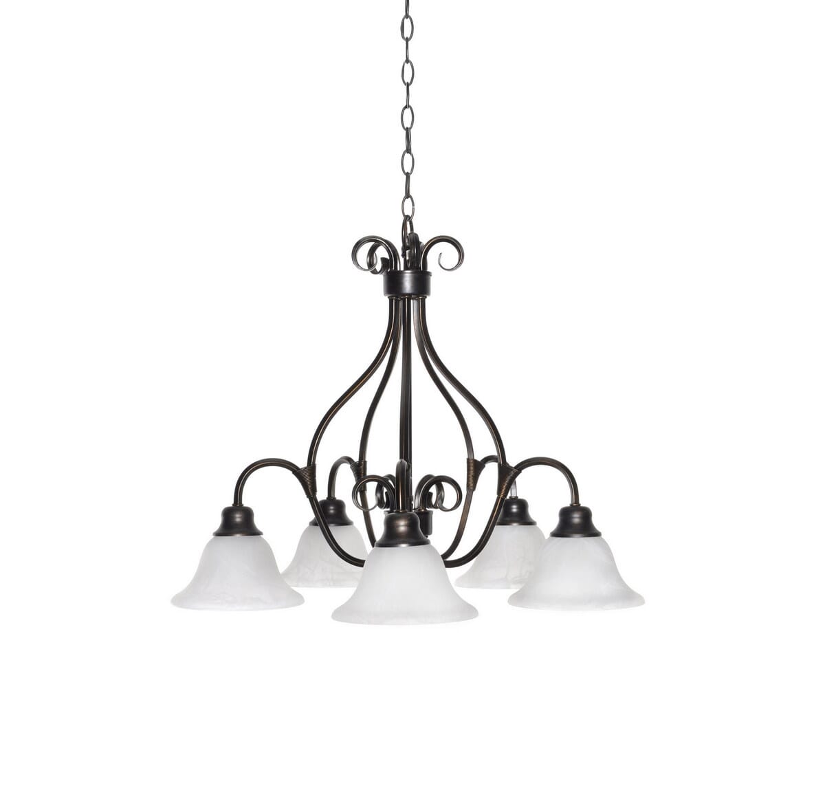 Maxim Pacific 26.75" 5-Light Marble Glass Chandelier in Kentucky Bronze