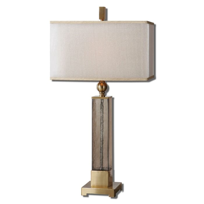Uttermost Caecilia 33" Amber Glass Table Lamp in Plated Brushed Brass Uttermost Caecilia 33" Amber Glass Table Lamp in Plated Brushed Brass