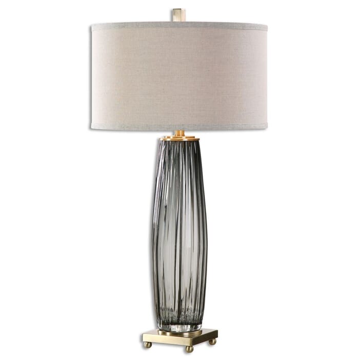 Uttermost Vilminore 33.25" Gray Glass Table Lamp in Antique Brass Uttermost Vilminore 33.25" Gray Glass Table Lamp in Antique Brass