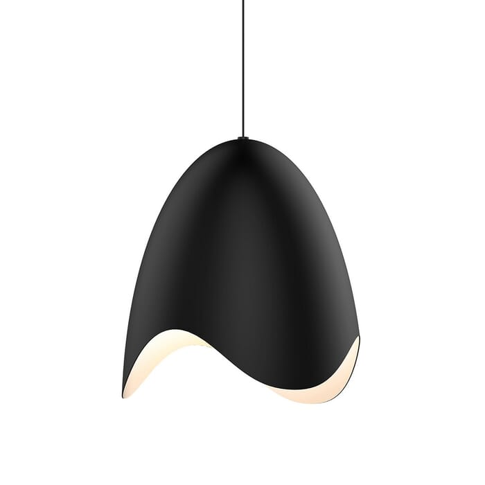 Sonneman Waveforms 14" White Bell LED Pendant in Satin Black Sonneman Waveforms 14" White Bell LED Pendant in Satin Black