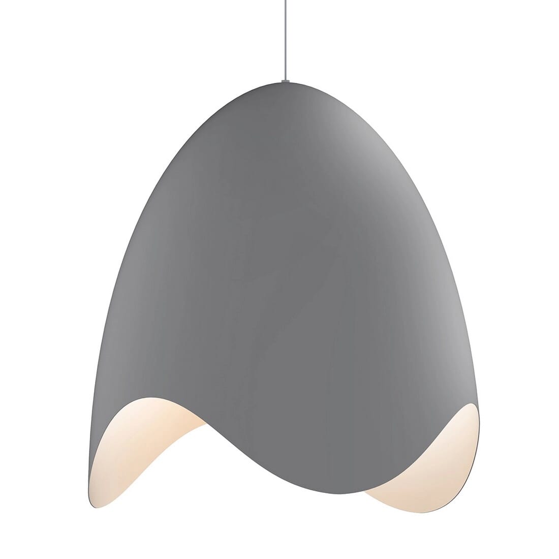 Waveforms 23.25" White Bell LED Pendant in Dove Gray