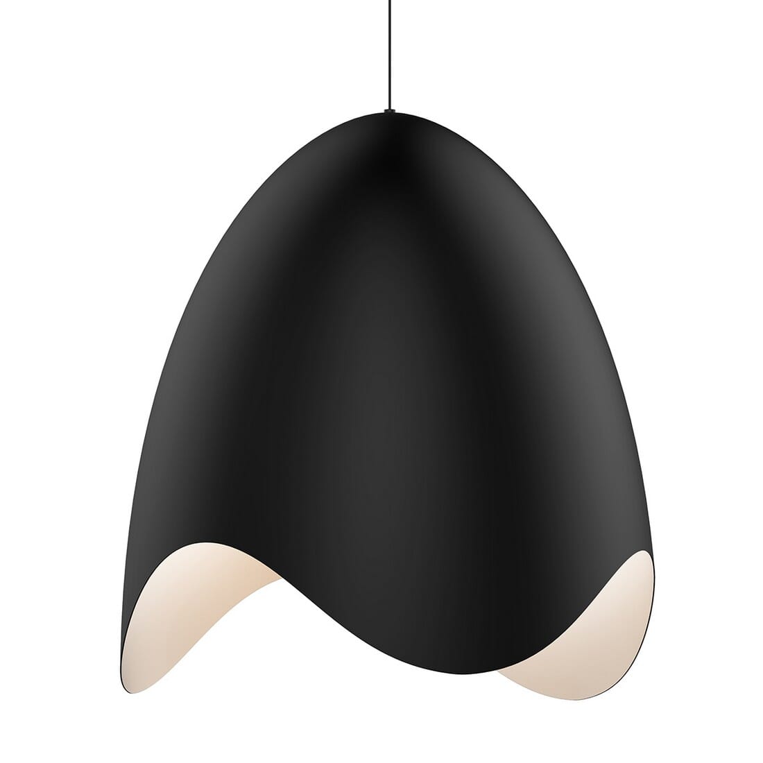 Waveforms 23.25" White Bell LED Pendant in Satin Black