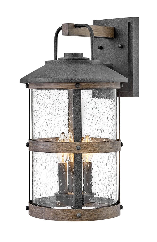 Aged Zinc LED Outdoor Lantern from the Lakehouse Collection
