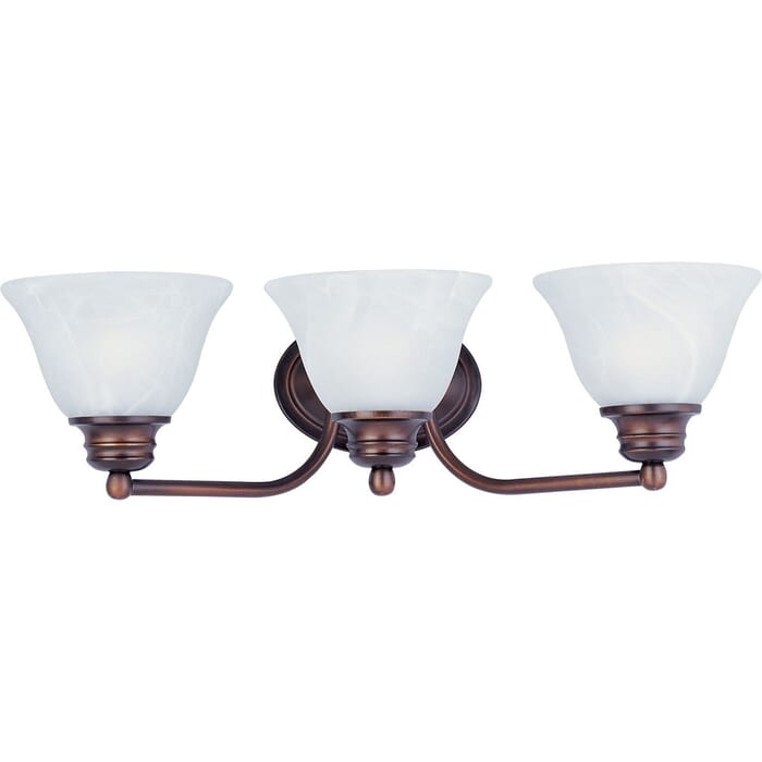 Maxim Malaga 19.5" 3-Light Marble Glass Bathroom Vanity Light in Oil Rubbed Bronze Maxim Malaga 19.5" 3-Light Marble Glass Bathroom Vanity Light in Oil Rubbed Bronze