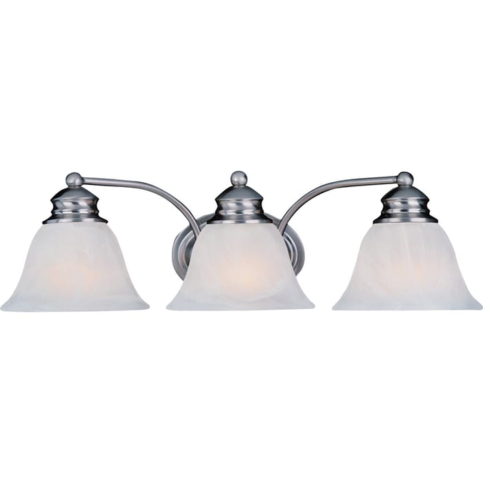 Maxim Lighting Malibu 3-Light Bathroom Vanity Light in Satin Nickel Maxim Lighting Malibu 3-Light Bathroom Vanity Light in Satin Nickel