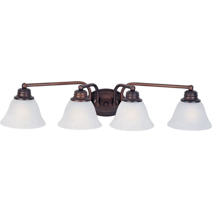 Maxim Malaga 29" 4-Light Marble Glass Bathroom Vanity Light in Oil Rubbed Bronze Maxim Malaga 29" 4-Light Marble Glass Bathroom Vanity Light in Oil Rubbed Bronze
