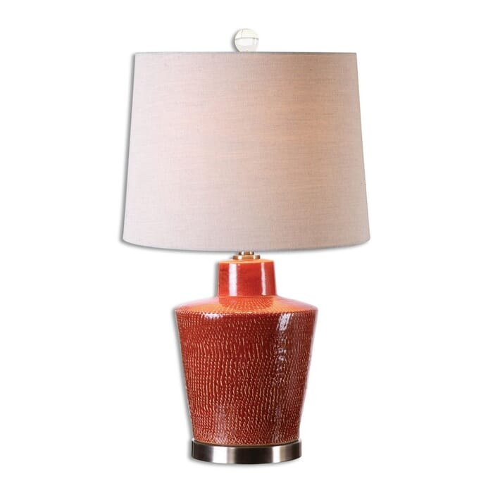 Uttermost Cornell 27.75" Ceramic Table Lamp in Distressed Brick Red Uttermost Cornell 27.75" Ceramic Table Lamp in Distressed Brick Red