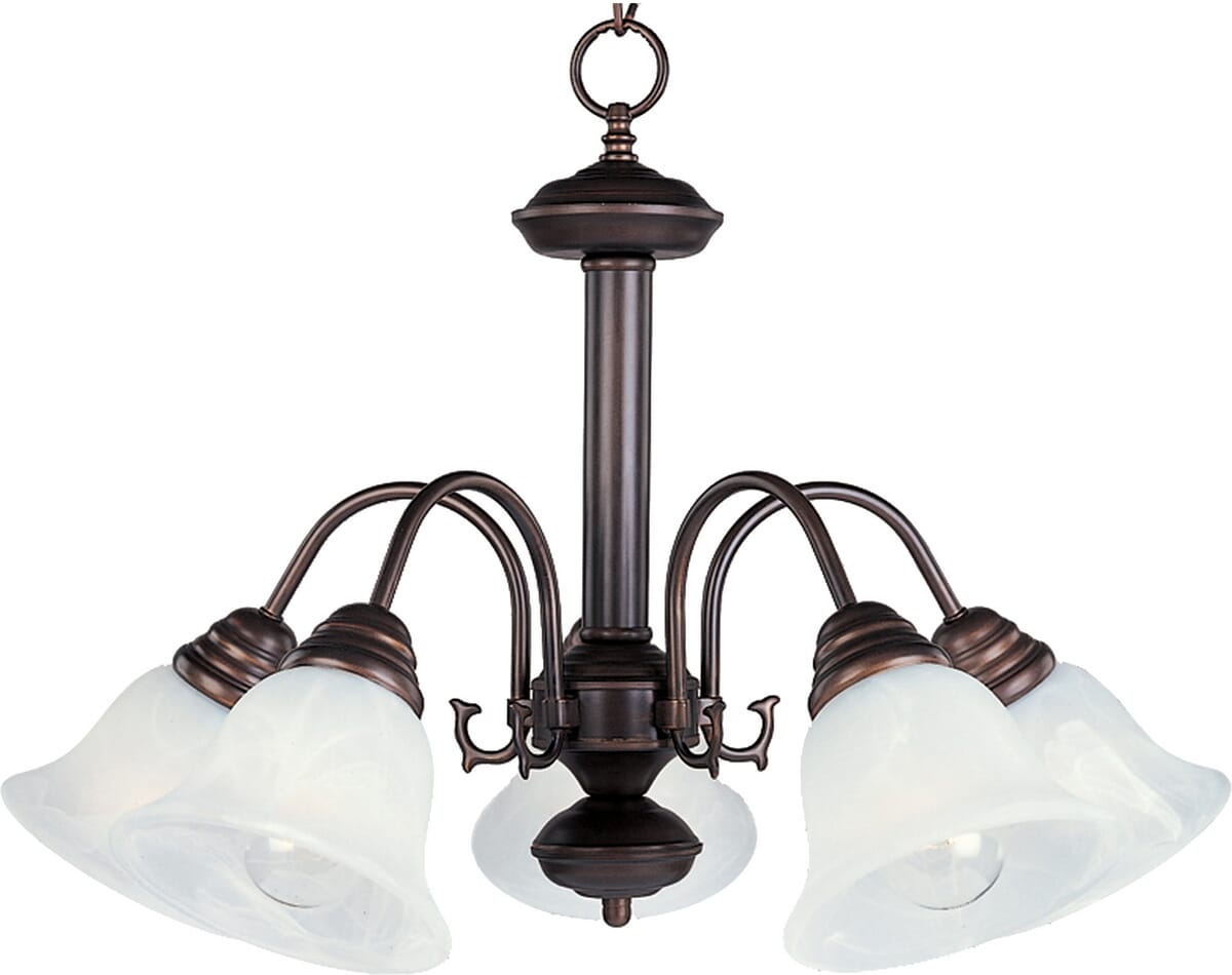 Maxim Malaga 24" 5-Light Marble Glass Chandelier in Oil Rubbed Bronze