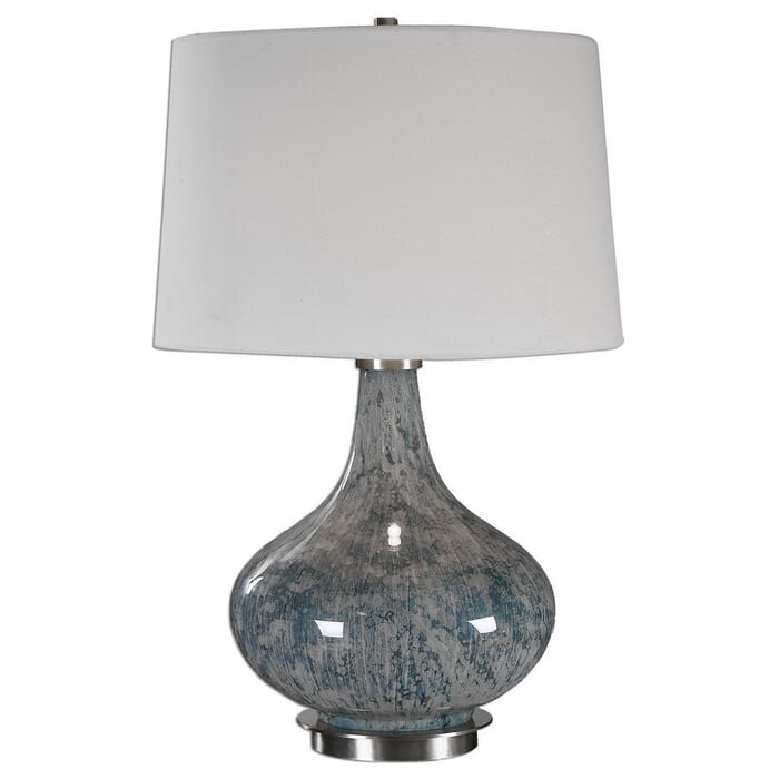 Uttermost Celinda 24.75" Mottled Blue Gray Glass Lamp in Brushed Brass Uttermost Celinda 24.75" Mottled Blue Gray Glass Lamp in Brushed Brass