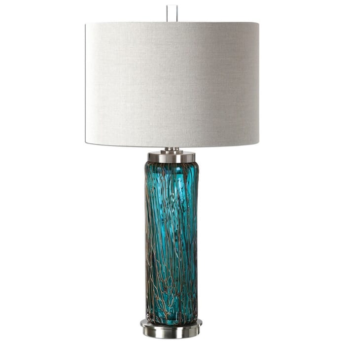 Uttermost Almanzora Blue/Bronze Sugar Spun Accent Lamp in Brushed Nickel Uttermost Almanzora Blue/Bronze Sugar Spun Accent Lamp in Brushed Nickel