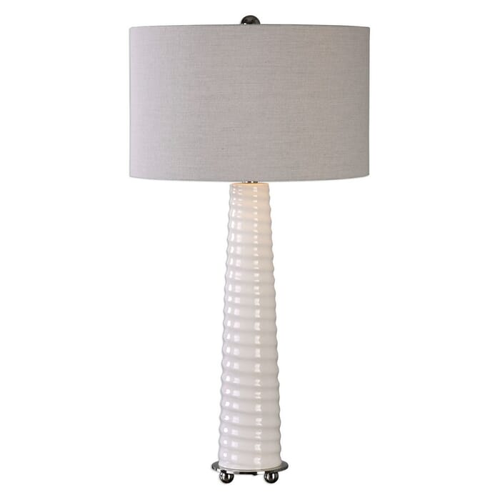 Uttermost Mavone 32" Spiral Ribbed Glass Table Lamp in Gloss White Uttermost Mavone 32" Spiral Ribbed Glass Table Lamp in Gloss White