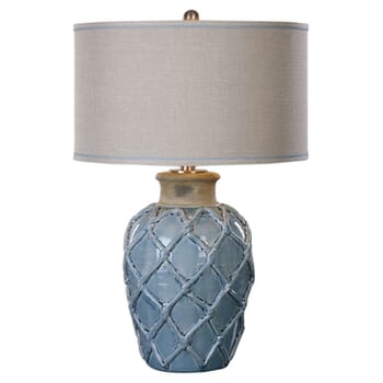 Uttermost Parterre 30" Hammock Weave Pattern Table Lamp in Pale Blue