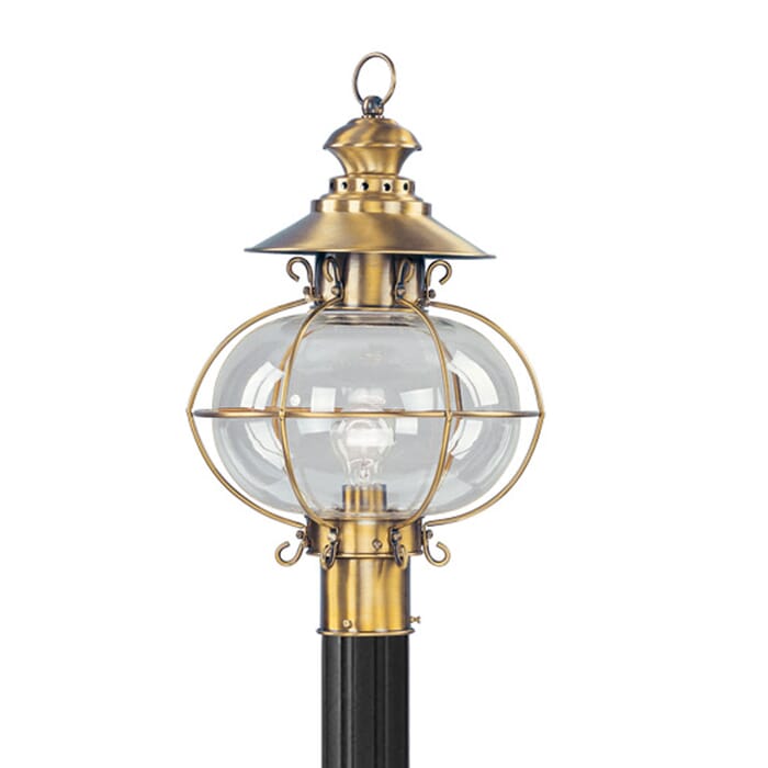 Harbor 1-Light Outdoor Post-Top Lanterm in Flemish Brass Harbor 1-Light Outdoor Post-Top Lanterm in Flemish Brass