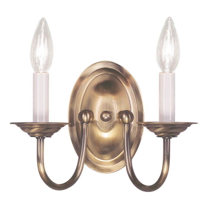 Home Basics 2-Light Wall Sconce in Antique Brass Home Basics 2-Light Wall Sconce in Antique Brass