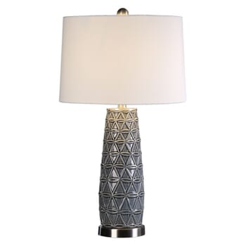 Uttermost Cortinada 27" Embossed Ceramic Lamp in Stone Gray