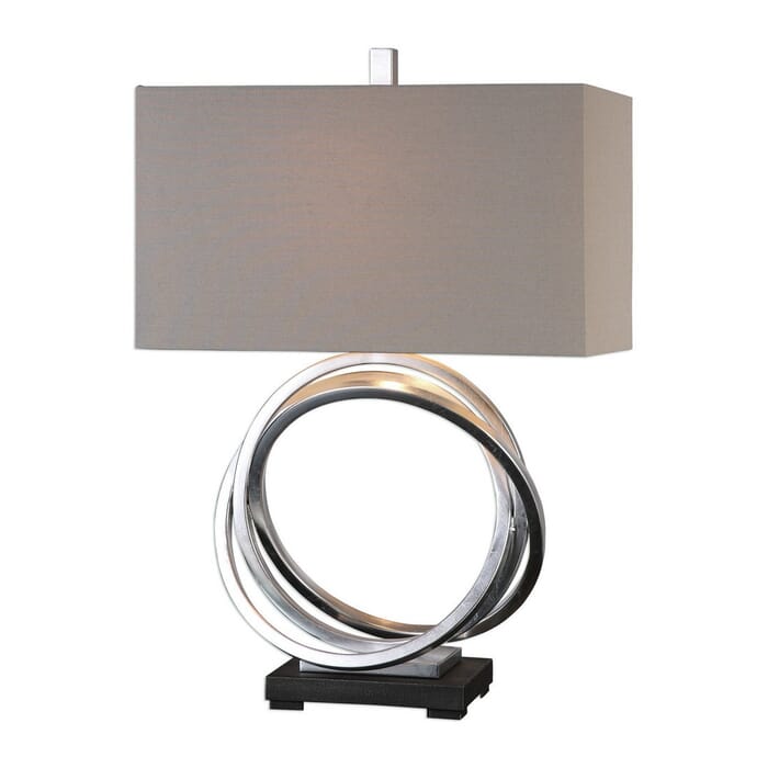 Uttermost Soroca 27.5" Iron Rings Lamp in Metallic Silver Leaf Uttermost Soroca 27.5" Iron Rings Lamp in Metallic Silver Leaf