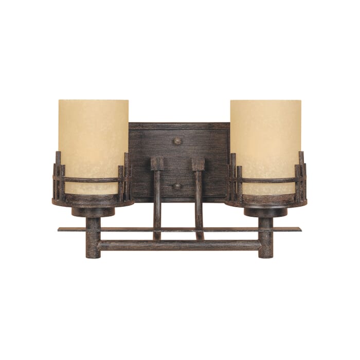 Mission Ridge 2-Light Bathroom Vanity Light Bar in Warm Mahogany Mission Ridge 2-Light Bathroom Vanity Light Bar in Warm Mahogany