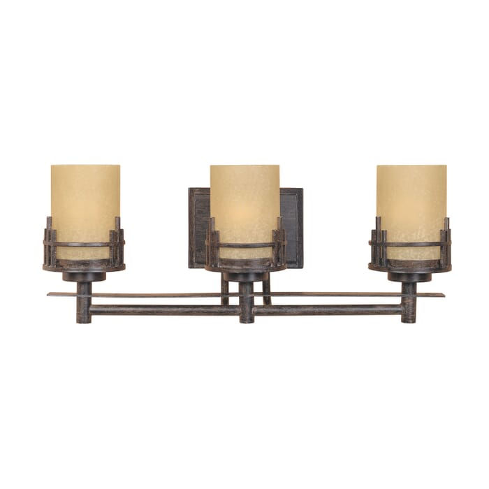 Mission Ridge 3-Light Bathroom Vanity Light Bar in Warm Mahogany Mission Ridge 3-Light Bathroom Vanity Light Bar in Warm Mahogany