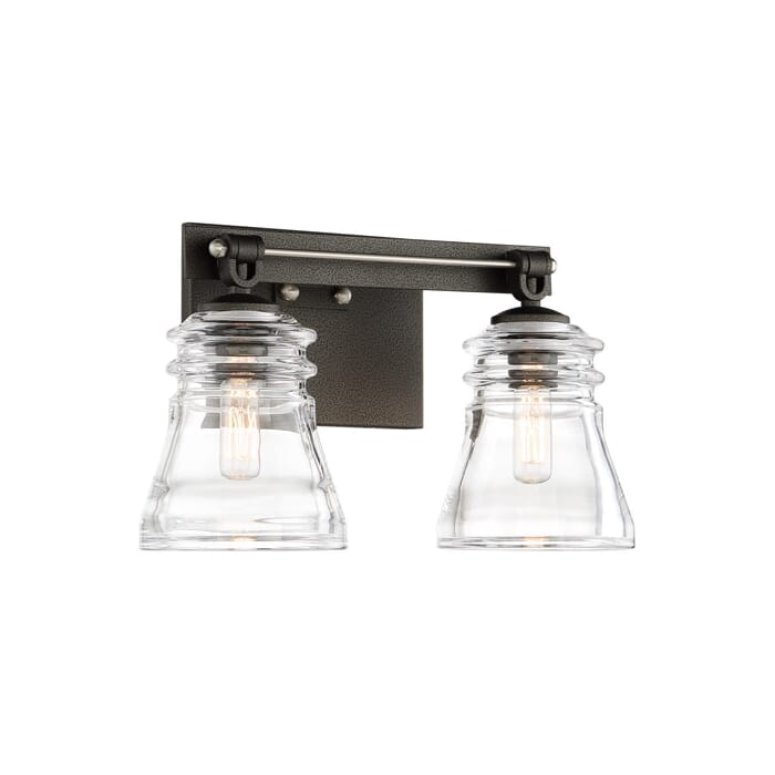 Minka Lavery Graham Avenue 2-Light Bathroom Vanity Light in Smoked Iron and Brushed Nickel Minka Lavery Graham Avenue 2-Light Bathroom Vanity Light in Smoked Iron and Brushed Nickel