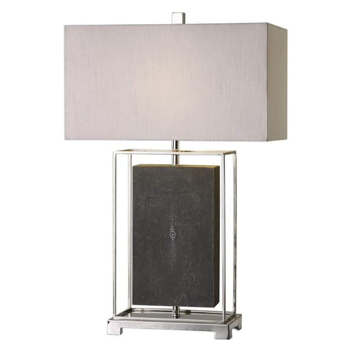 Uttermost Sakana 28.5" Gray Textured Table Lamp in Polished Nickel Uttermost Sakana 28.5" Gray Textured Table Lamp in Polished Nickel