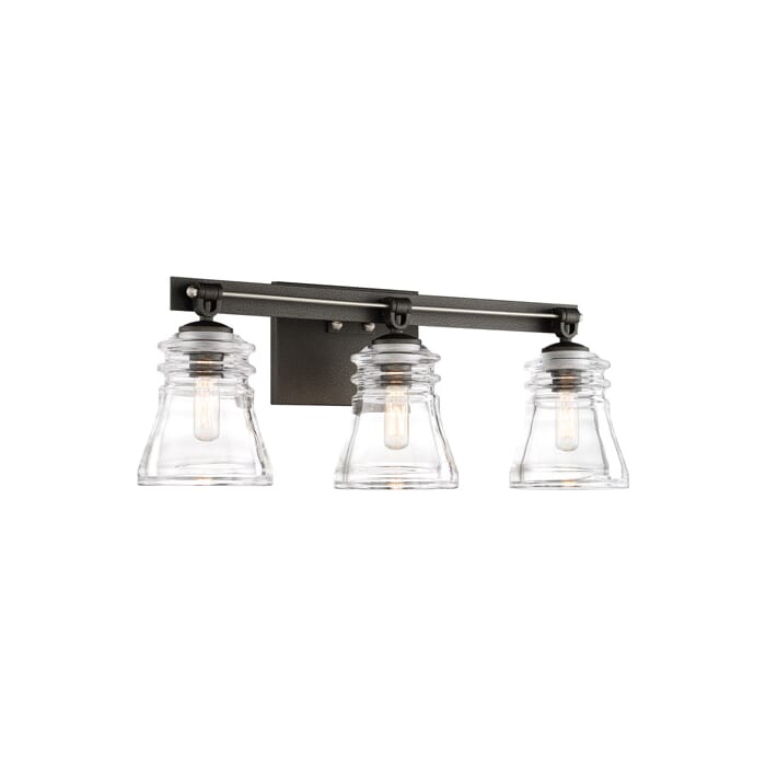 Minka Lavery Graham Avenue 3-Light Bathroom Vanity Light in Smoked Iron and Brushed Nickel Minka Lavery Graham Avenue 3-Light Bathroom Vanity Light in Smoked Iron and Brushed Nickel
