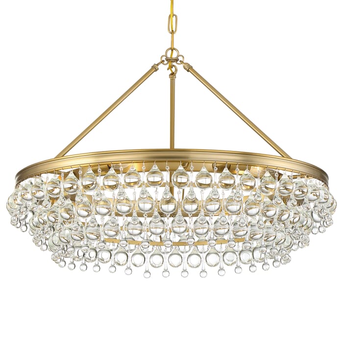 Crystorama Calypso 6-Light 20" Transitional Chandelier in Vibrant Gold with Clear Glass Drops Crystals Crystorama Calypso 6-Light 20" Transitional Chandelier in Vibrant Gold with Clear Glass Drops Crystals