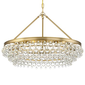 Crystorama Calypso 6-Light 20" Transitional Chandelier in Vibrant Gold with Clear Glass Drops Crystals