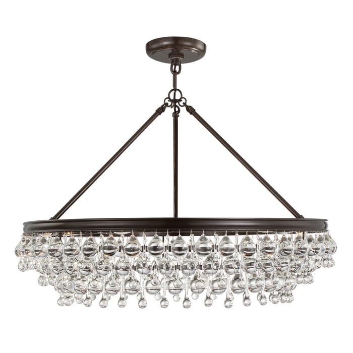 Crystorama Calypso 20" Chandelier in Vibrant Bronze with Clear Glass Drops Crystals Crystorama Calypso 20" Chandelier in Vibrant Bronze with Clear Glass Drops Crystals