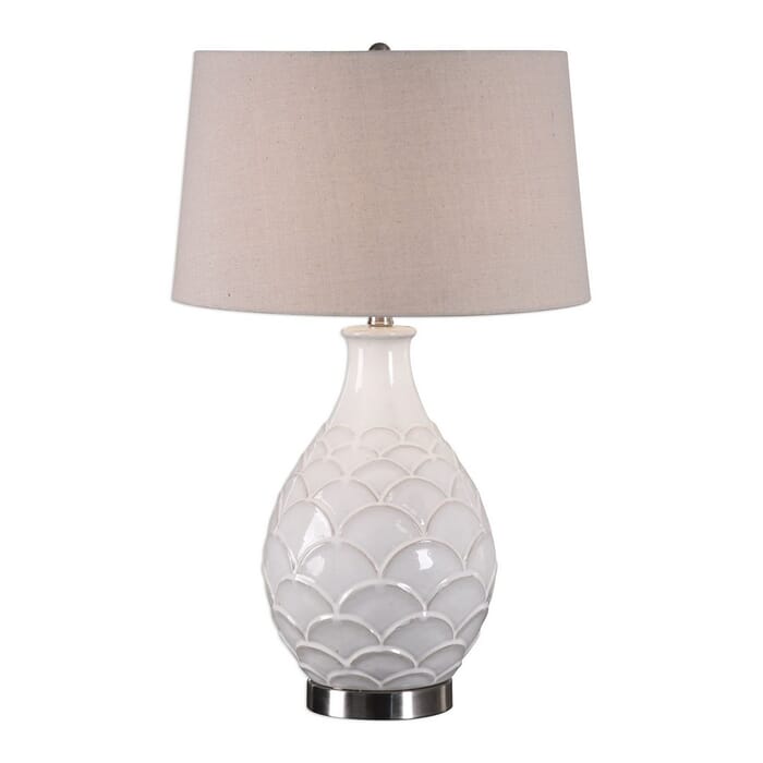 Uttermost Camellia 27" Table Lamp in Distressed Gloss White Uttermost Camellia 27" Table Lamp in Distressed Gloss White