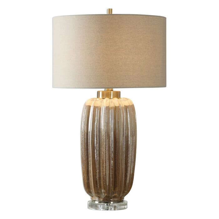 Uttermost Gistova Ribbed Table Lamp in Ivory/Rust Brown Uttermost Gistova Ribbed Table Lamp in Ivory/Rust Brown