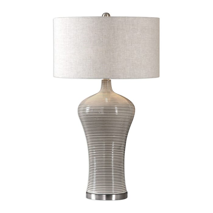 Uttermost Dubrava 34" Ribbed Table Lamp in Distressed Light Gtay Uttermost Dubrava 34" Ribbed Table Lamp in Distressed Light Gtay