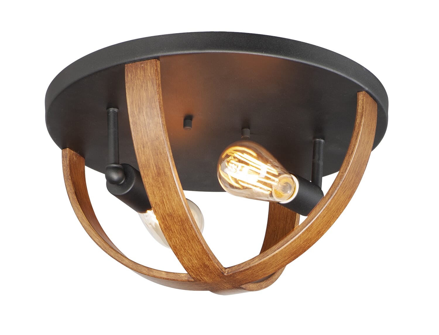 Maxim Compass 2-Light 16" Ceiling Light in Barn Wood and Black