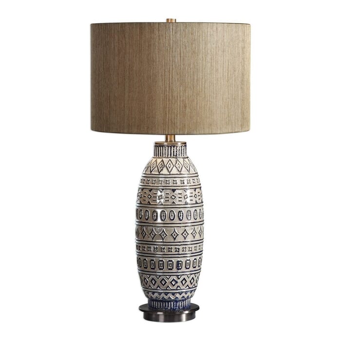 Uttermost Lokni 30.25" Embossed Tribal Inspired Table Lamp in Aged Ivory Uttermost Lokni 30.25" Embossed Tribal Inspired Table Lamp in Aged Ivory