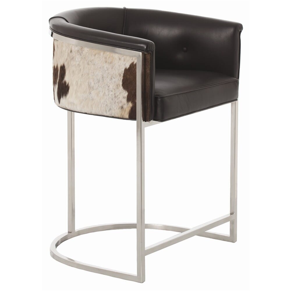 Calvin 33" Counter Stool in Black and White Hide