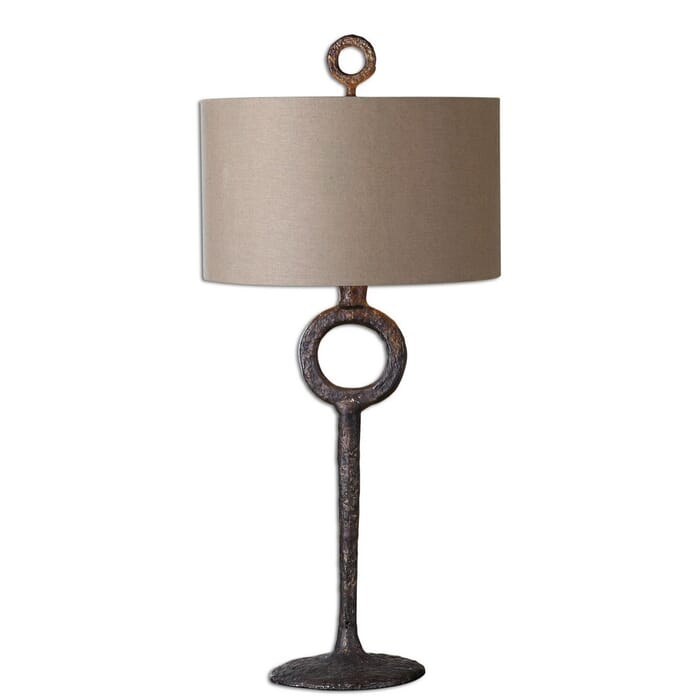 Uttermost Ferro 34.75" Hammbered Cast Iron Table Lamp in Aged Rust Bronze Uttermost Ferro 34.75" Hammbered Cast Iron Table Lamp in Aged Rust Bronze