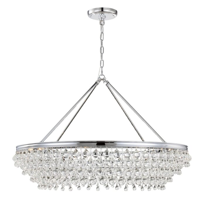 Crystorama Calypso 26" Chandelier in Polished Chrome with Clear Glass Drops Crystals Crystorama Calypso 26" Chandelier in Polished Chrome with Clear Glass Drops Crystals