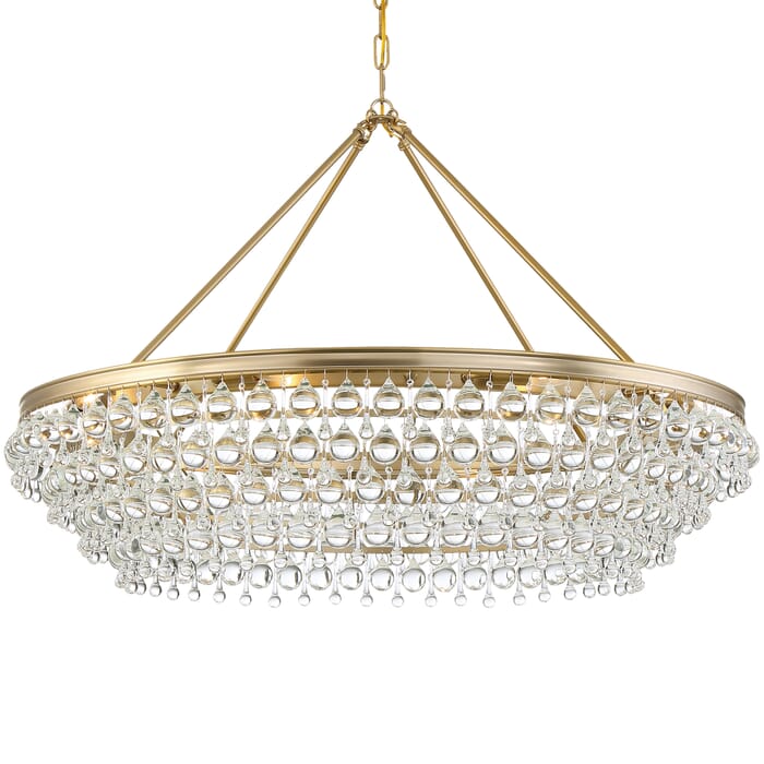 Crystorama Calypso 8-Light 26" Transitional Chandelier in Vibrant Gold with Clear Glass Drops Crystals Crystorama Calypso 8-Light 26" Transitional Chandelier in Vibrant Gold with Clear Glass Drops Crystals
