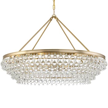 Crystorama Calypso 8-Light 26" Transitional Chandelier in Vibrant Gold with Clear Glass Drops Crystals