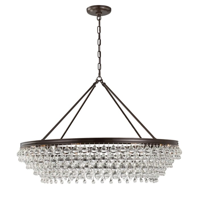 Crystorama Calypso 8-Light 26" Transitional Chandelier in Vibrant Bronze with Clear Glass Drops Crystals Crystorama Calypso 8-Light 26" Transitional Chandelier in Vibrant Bronze with Clear Glass Drops Crystals