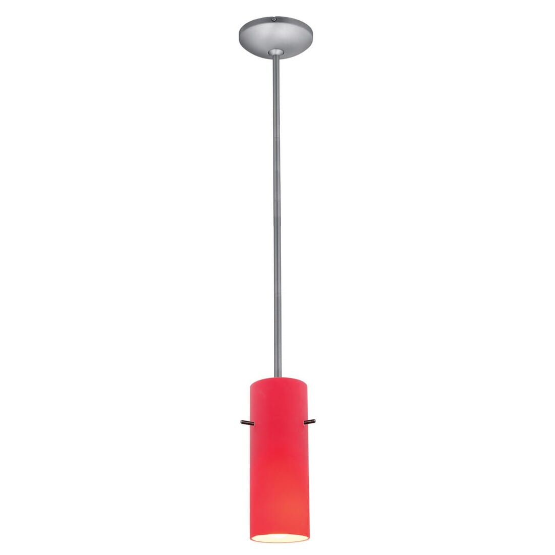 Access Cylinder Pendant Light in Brushed Steel -  Access Lighting, 28030-1R-BS/RED