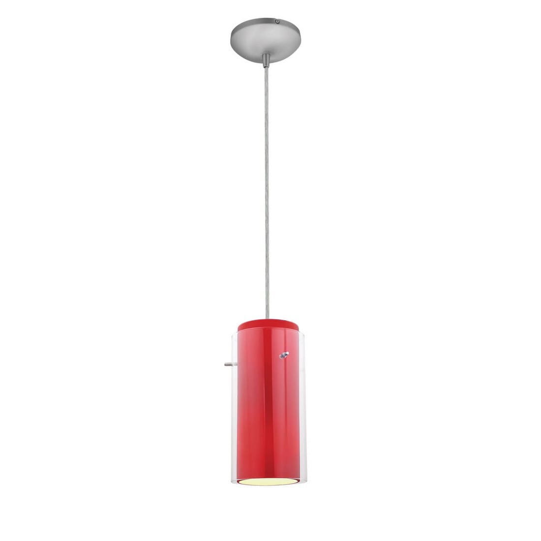 Access Glass`N Glass Cylinder Pendant Light in Brushed Steel