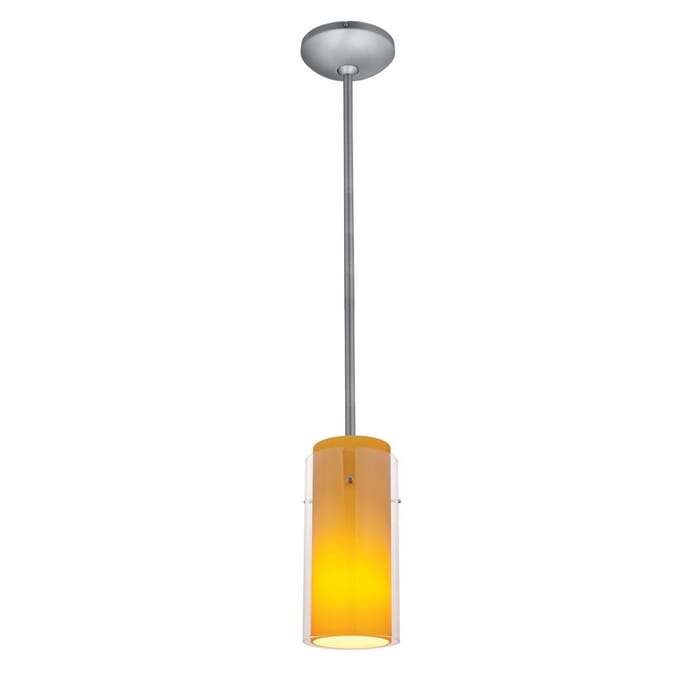 Access Glass`N Glass Cylinder Pendant Light in Brushed Steel Access Glass`N Glass Cylinder Pendant Light in Brushed Steel