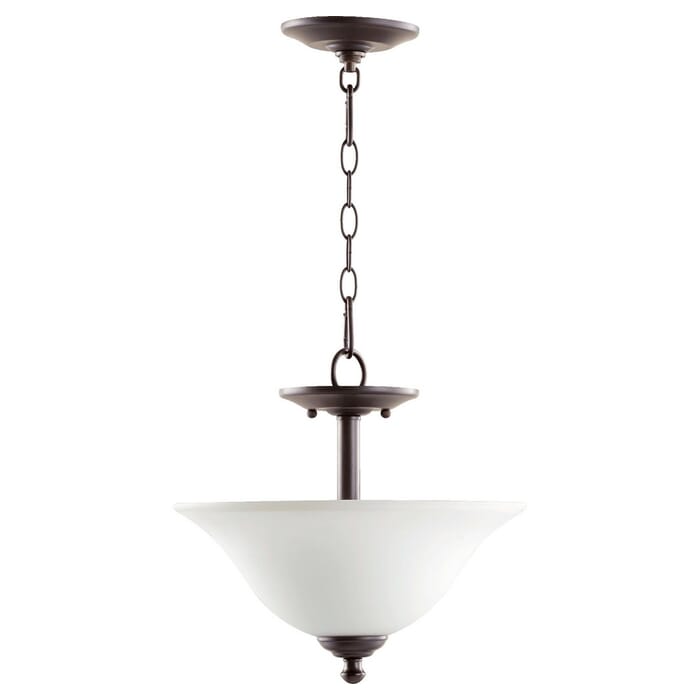 Quorum Spencer 2-Light 13" Ceiling Light in Oiled Bronze with Satin Opal Quorum Spencer 2-Light 13" Ceiling Light in Oiled Bronze with Satin Opal
