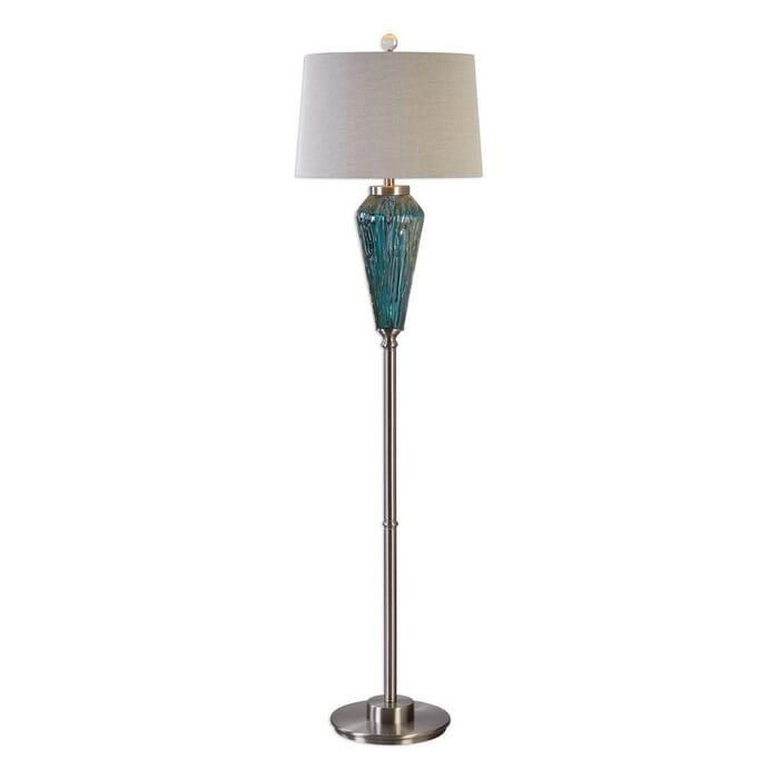 Uttermost Almanzora 67.25" Blue Glass Floor Lamp in Brushed Nickel Uttermost Almanzora 67.25" Blue Glass Floor Lamp in Brushed Nickel