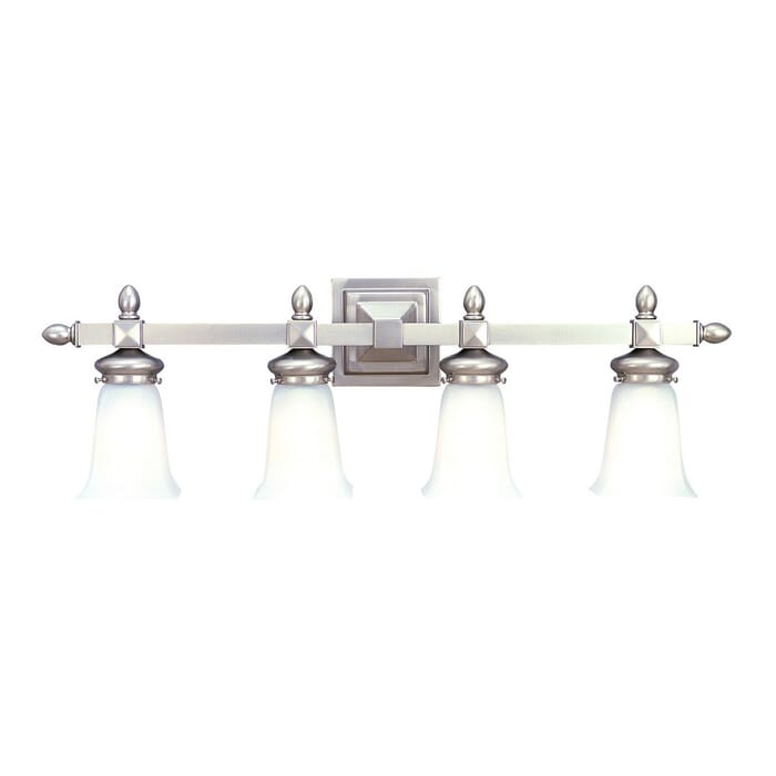 Hudson Valley Cumberland 4-Light 30" Bathroom Vanity Light in Satin Nickel Hudson Valley Cumberland 4-Light 30" Bathroom Vanity Light in Satin Nickel