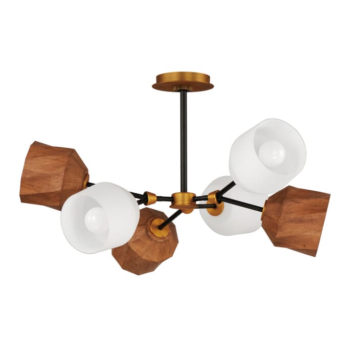 Akimbo 6-Light LED Pendant in Dark Bronze with Antique Brass Akimbo 6-Light LED Pendant in Dark Bronze with Antique Brass
