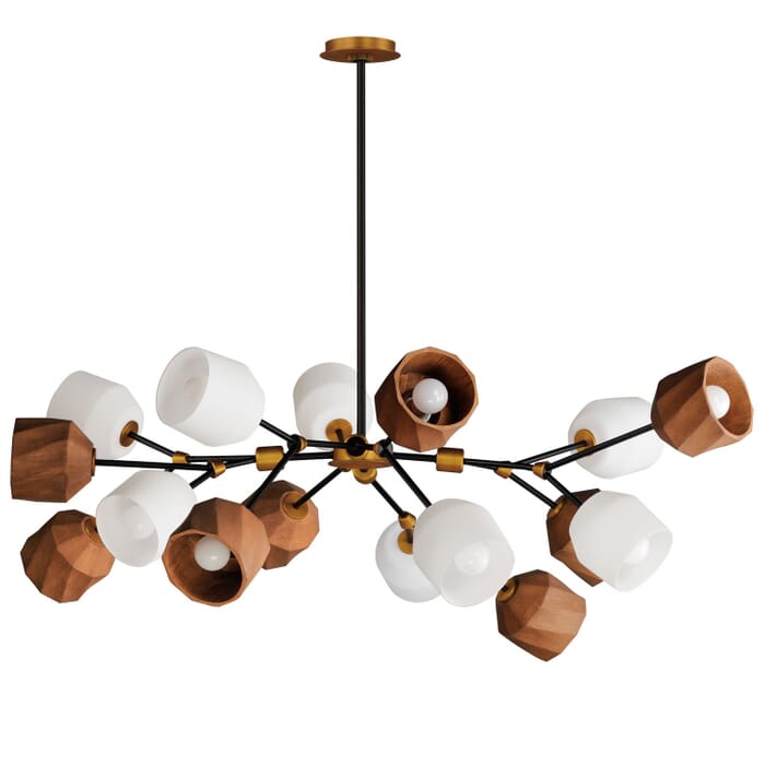 Akimbo 16-Light LED Pendant in Dark Bronze with Antique Brass Akimbo 16-Light LED Pendant in Dark Bronze with Antique Brass