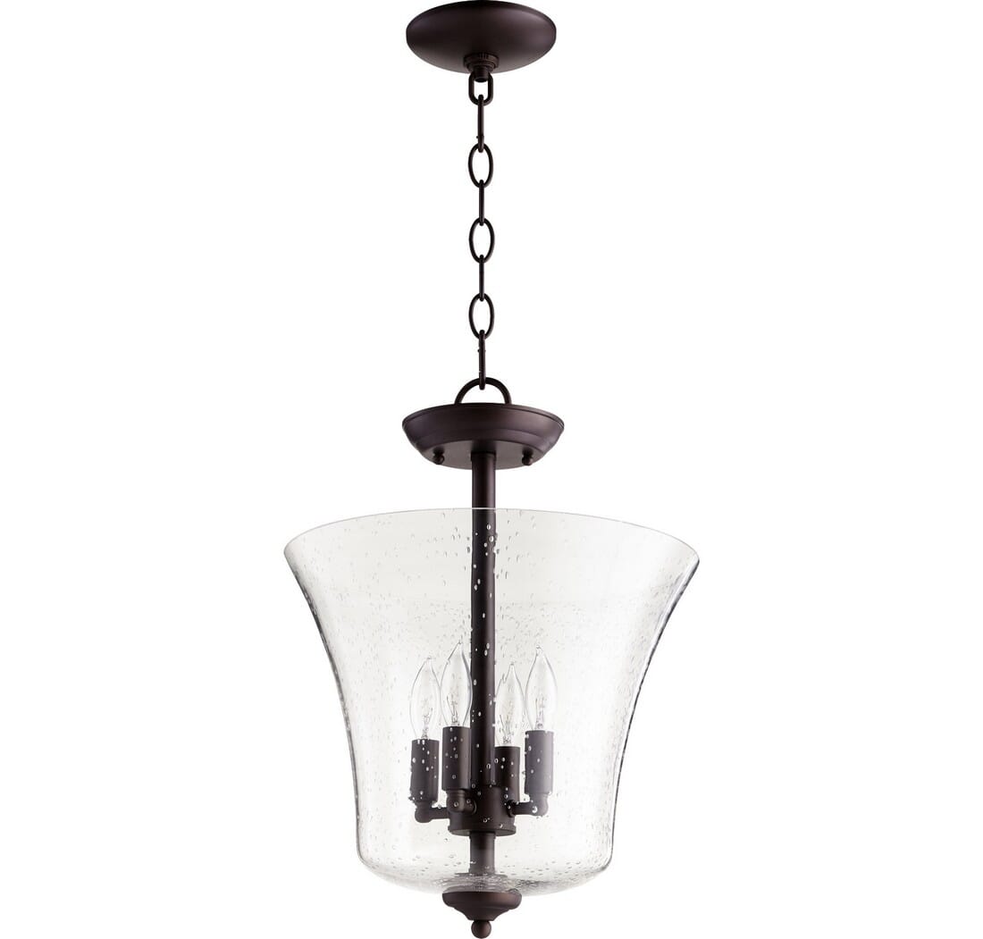 Quorum Transitional 4-Light 13"" Pendant Light in Oiled Bronze with -  Quorum International, 2841-13-86