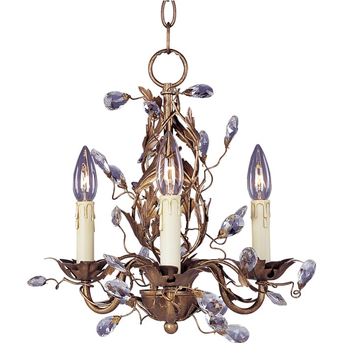 Maxim Lighting Elegante 14" 3-Light Mini Chandelier in Etruscan Gold Maxim Lighting Elegante 14" 3-Light Mini Chandelier in Etruscan Gold